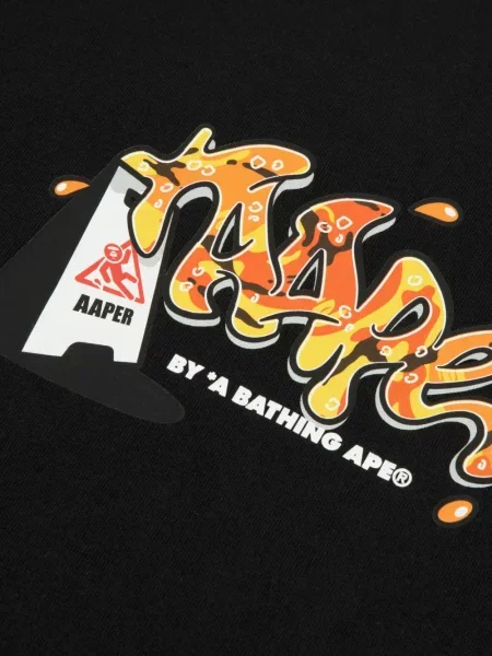 Lung tricou Aape By A Bathing Ape cu imagine negru