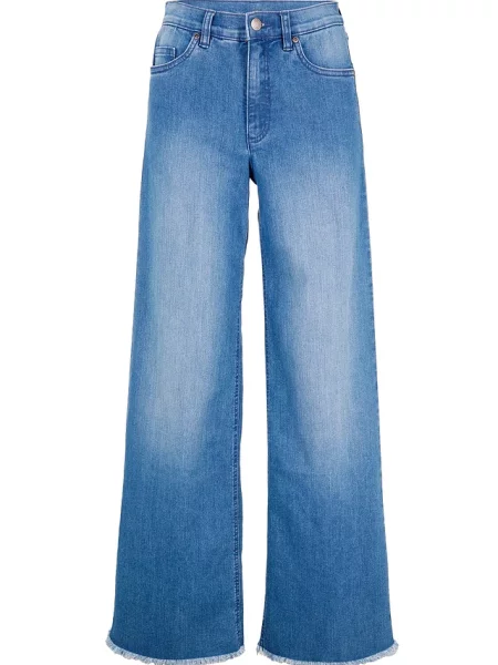 Jeansy ze stretchem wide leg high waist niebieskie