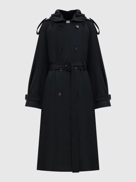 Шерстяной тренч Bottega Veneta синий