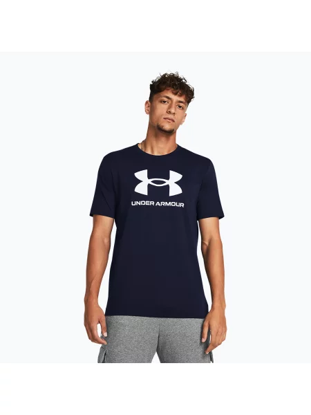Tricou de antrenament pentru bărbați Under Armour Sportstyle Logo Update academy/white alb