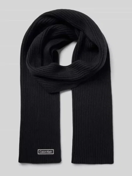 Calvin Klein szalik z domieszką wełny gładki czarny