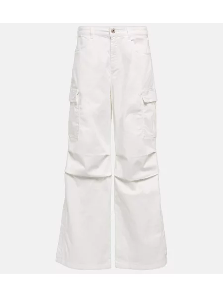 Kargo hlače Ag Jeans z visokim pasom bela