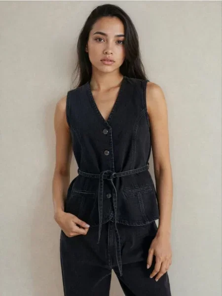 Джинсовый жилет Sinsay черный