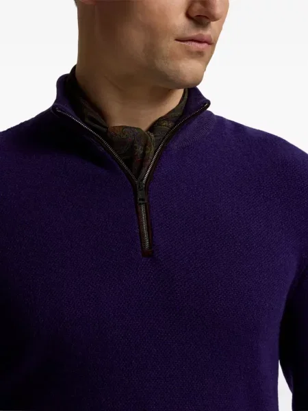 Кашмирен половин цип пуловер Ralph Lauren Purple Label синьо