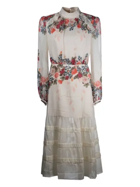 Rochie Saloni cu model floral cu imagine de costum alb