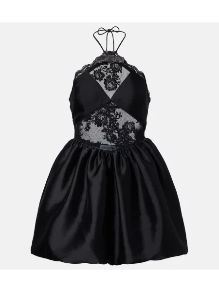 Rochie Self-portrait din dantelă cu gât halter negru