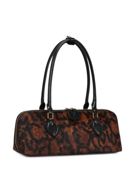 Geantă tip baghetă Potamy cu imagine cu model leopard maro