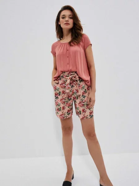 Pantaloni scurți Marisse cu model floral negru