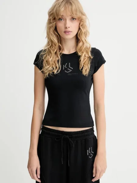 Тениска Karl Lagerfeld Jeans дамска черно