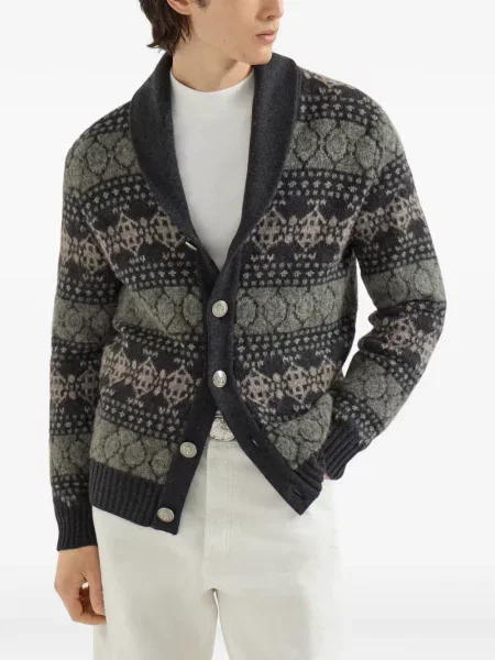 Cardigan Brunello Cucinelli din cașmir gri