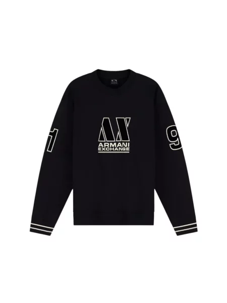 Bluza z kapturem Armani Exchange z kapturem frotte czarna
