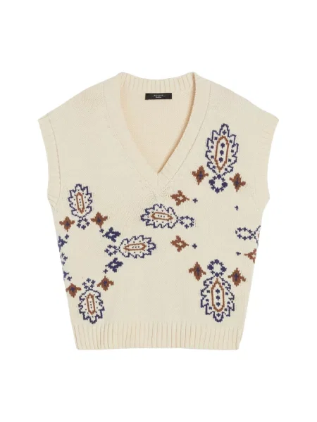 Sweter Weekend Max Mara z nadrukiem biały