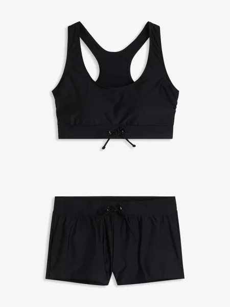 Sportowe bikini bustier 2 części czarne