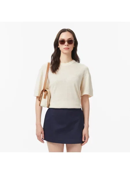 Lacoste блузка Relaxed Fit бежева