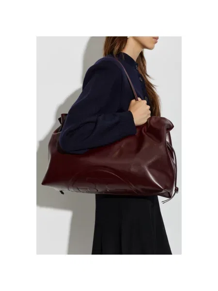 Tory Burch torebka tote z imitacji skóry Ella czerwona
