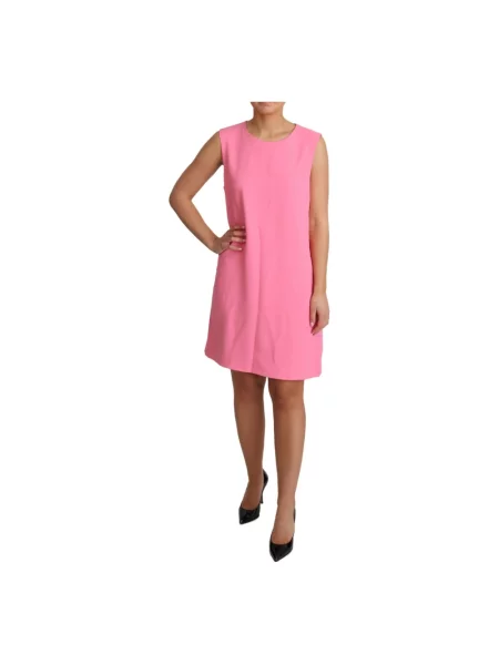 Lniana sukienka Dolce And Gabbana różowa