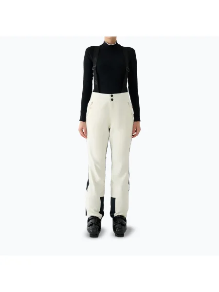 Pantaloni de schi pentru femei 4F Fnk broken white alb