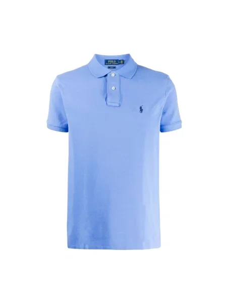 Koszulka polo o kroju slim fit z czystej bawełny Ralph Lauren niebieska