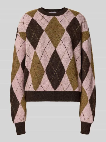 Sweter z dzianiny we wzór na całej powierzchni z okrągłym dekoltem Review