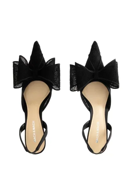 Pantofi cu toc Mach & Mach din dantelă slingback negru