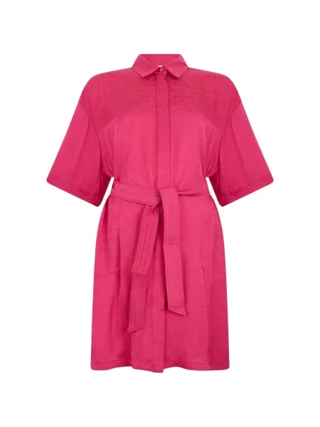 Rochie tip cămașă Moschino din jacard cu autograf roz