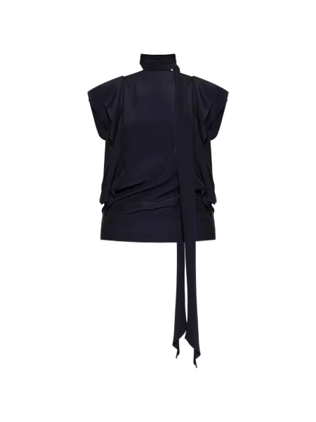 Top Lanvin cu volane albastru
