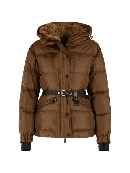 Cu centură geacă Moncler Grenoble cu glugă maro