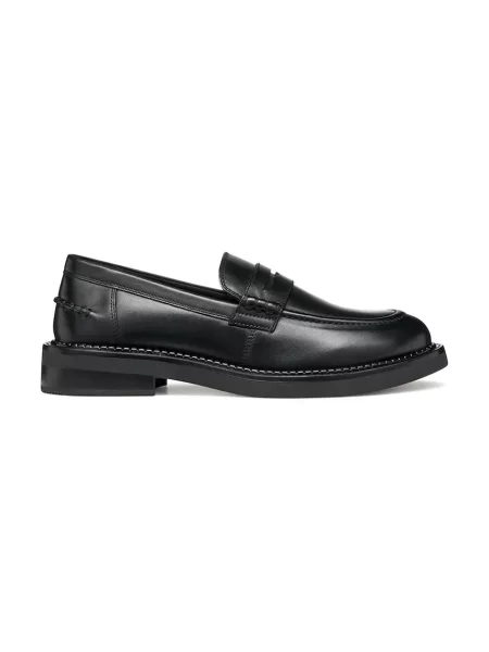 Geox mocasini de piele D SERILDA cu plat negru