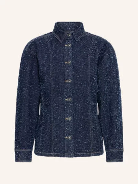 Ichi Džínová Bunda Ihisalia dark blue broken denim modrá