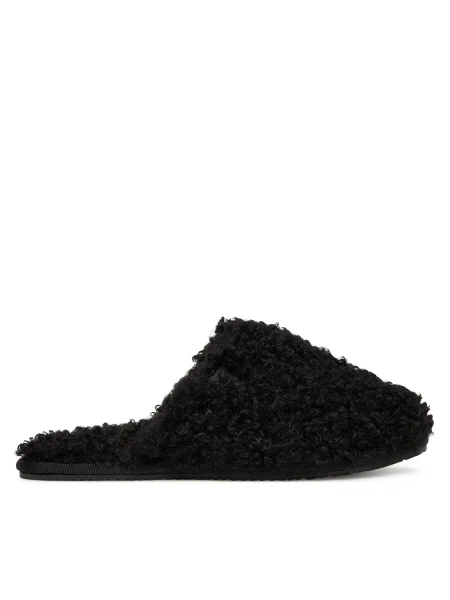 Calvin Klein papucs CLOSE SLIPPER FUR fekete