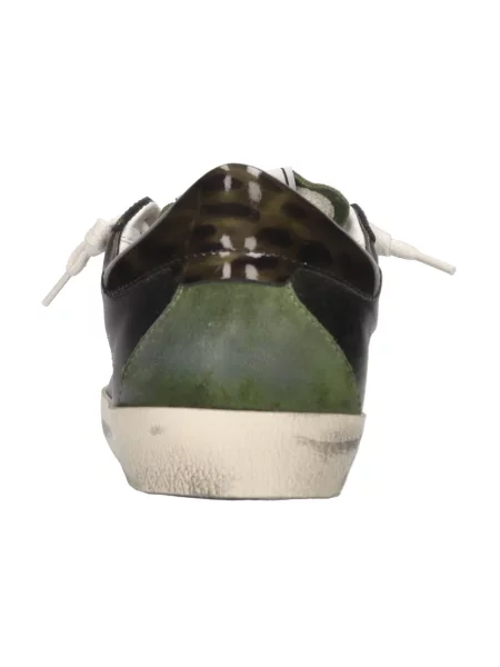 Sneakersy 4b12 skórzane zielone