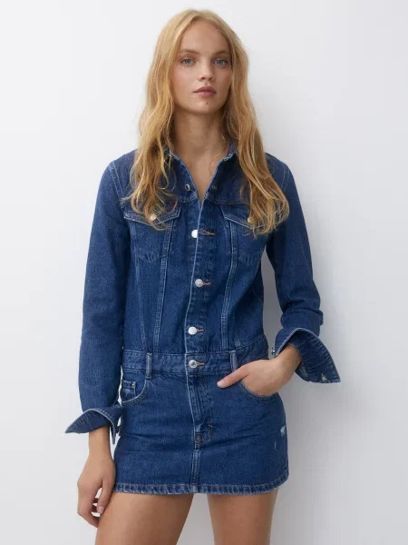 Pull&Bear Rochie tip bluză denim albastru