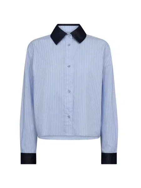 Co'couture Bluză Nelson bleumarin / albastru deschis alb
