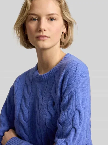 Sweter z dzianiny o kroju regular fit z mieszanki wełny i kaszmiru Polo Ralph Lauren niebieski