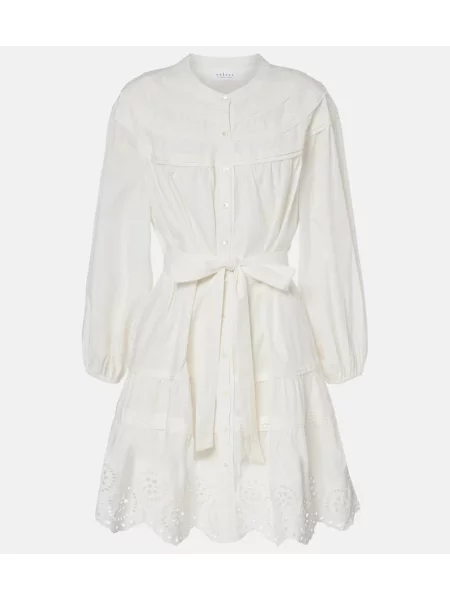 Žametna obleka Velvet iz rebrastega žameta bela