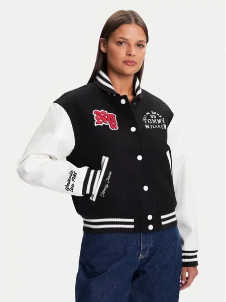 Tommy Jeans Bomber jakna Varsity črna