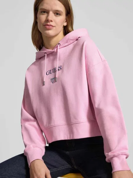 Bluza o kroju relaxed fit z kapturem i wyhaftowanym logo model ‘Baker’ Guess Jeans