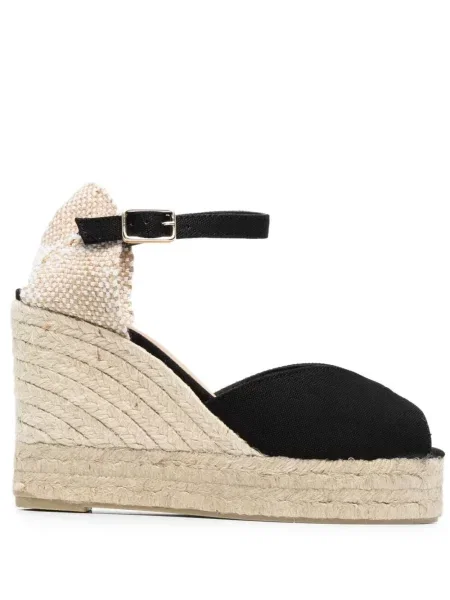 Espadrile Castaner cu pană din canvas negru