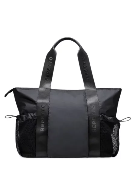 Geantă shopper Repetto plasă cu autograf negru