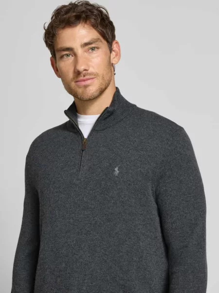 Kardigan Ralph Lauren wełniany ze stójką szary