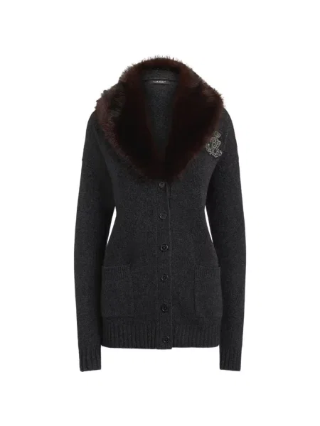 Cardigan Lauren Ralph Lauren cu autograf gri