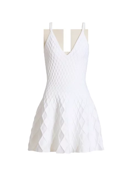 Rochie Balmain tricotate evazată alb