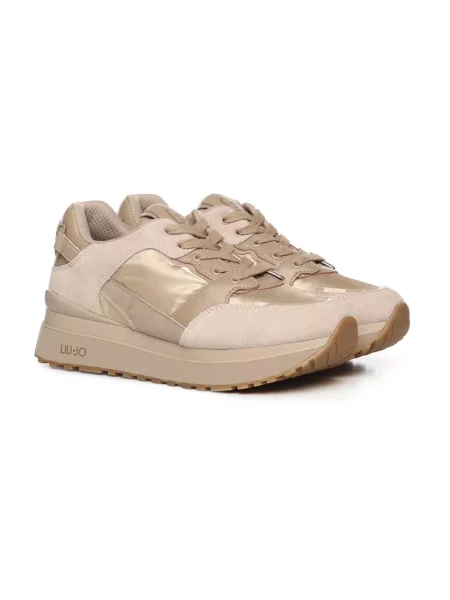 Sneakersy Liu Jo skórzane na platformie beżowe