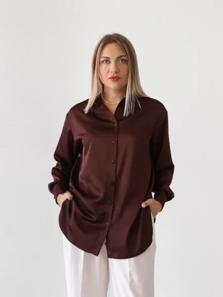 Сатинова Блуза Lilove коричневий