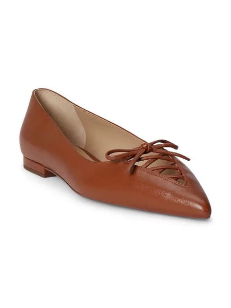 Lauren Ralph Lauren balerínky kožené Londyn Lace Up hnedá