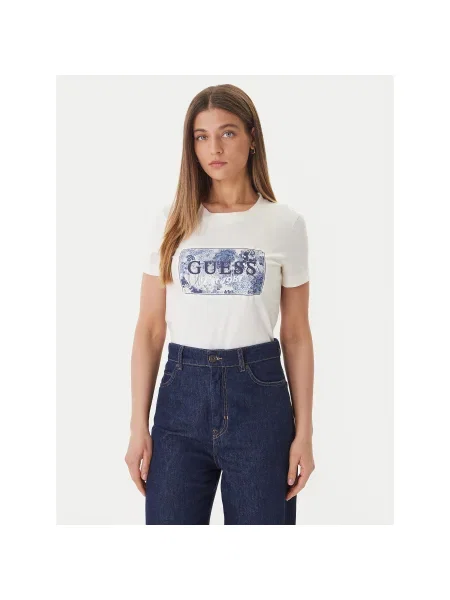 Guess Póló Ekru Regular Fit
