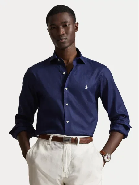 Polo Ralph Lauren Πουκάμισο Σκούρο Custom Fit μπλε