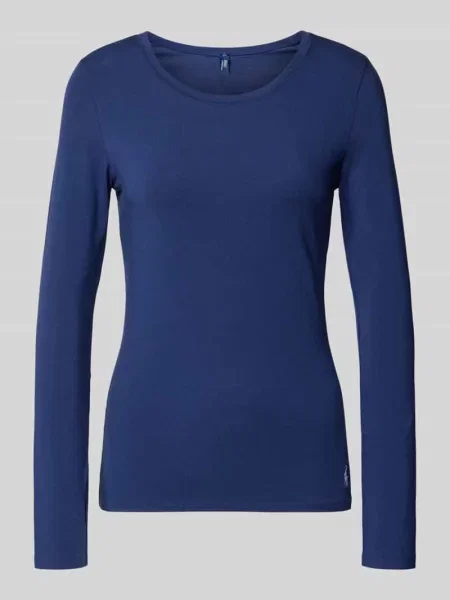 Bluzka z długim rękawem o kroju slim fit z mieszanki bawełny Polo Ralph Lauren granatowa