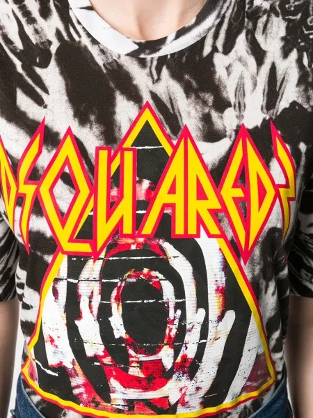 Тениска Dsquared2 с принт с tie-dye ефект черно