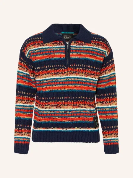 Scotch & Soda Svetr tmavě modrá petrolejová červená